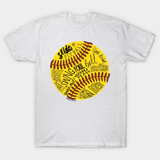 Softball Words © GraphicLoveShop T-Shirt by GraphicLoveShop